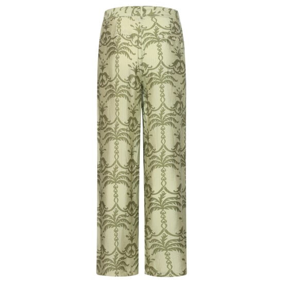 Smashed Lemon Wijde broek met groene palmprint en strikceintuur | - Image 3