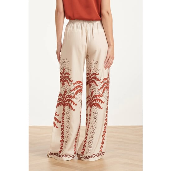Smashed Lemon Wijde pantalon met abstracte palm print roest en zand | - Image 6