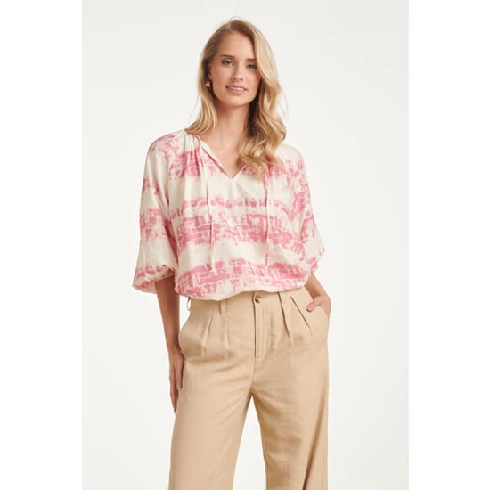 Smashed Lemon Luchtige blouse met roze tie-dye print | - Image 1