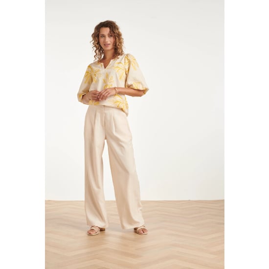 Smashed Lemon Top met geel en wit bloemenborduursel | - Image 6