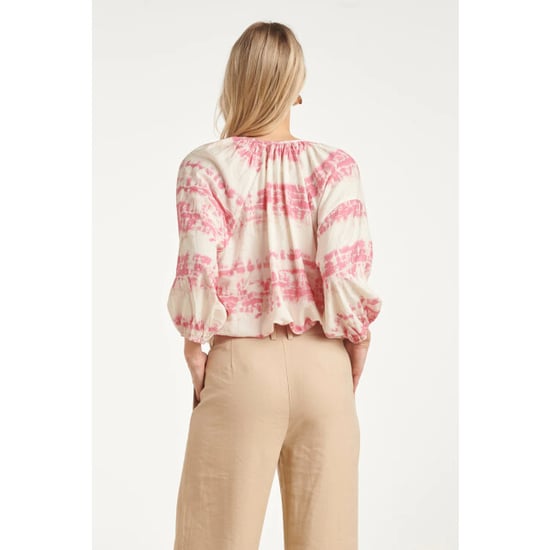 Smashed Lemon Luchtige blouse met roze tie-dye print | - Image 3