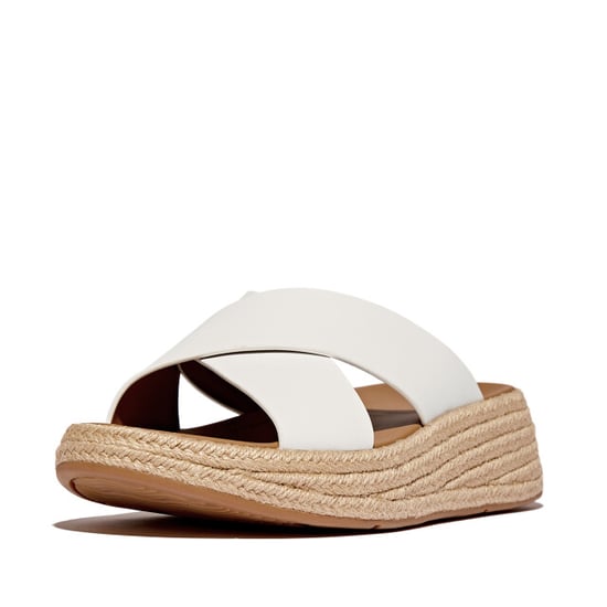 FitFlop F-mode espadrille leather flatform cross slides - Image 1