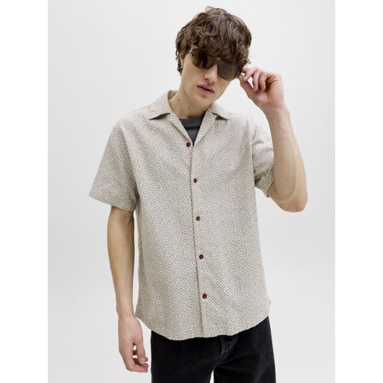 Jack & Jones Jprbluwinson print dobby ss shirt zand dessin - Image 5