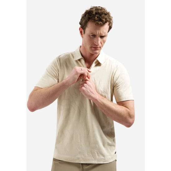 No Excess Polo half zip short sleeve jacquard desert - Image 6