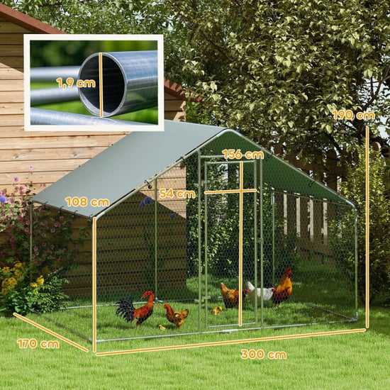 4goodz Kippenren met uv-bestendig zeil en gaas voor 5-8 kippen 300x170 cm - Image 4