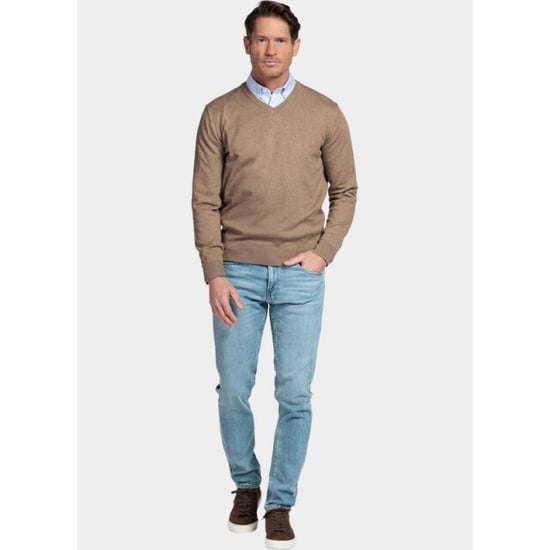 Bos Bright Blue Pullover heren cotton v-neckregular fit zand 618100cct-13/865 - Image 2