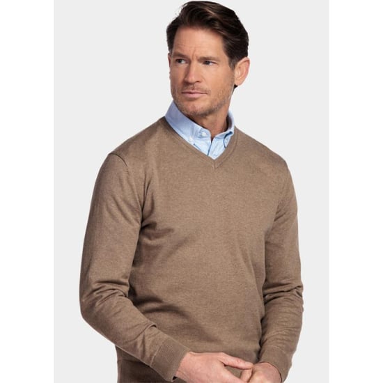 Bos Bright Blue Pullover heren cotton v-neckregular fit zand 618100cct-13/865 - Image 4