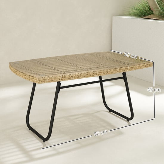 4goodz Bijzettafel polyrattan met glasplaat 90x50 cm - - Image 2