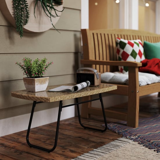4goodz Bijzettafel polyrattan met glasplaat 90x50 cm - - Image 3