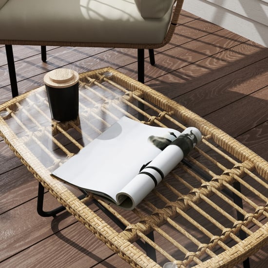 4goodz Bijzettafel polyrattan met glasplaat 90x50 cm - - Image 4