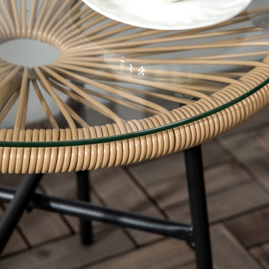 4goodz Bijzettafel rond polyrattan met glasplaat 50 cm - - Image 6