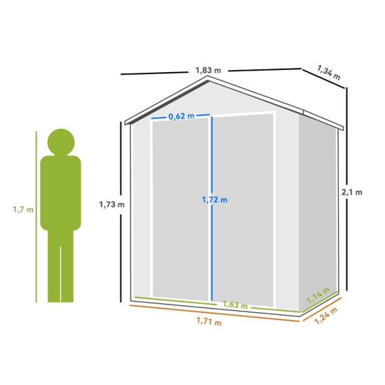 4goodz Tuinschuur metaal dubbele deur en raam alu frame - - Image 2