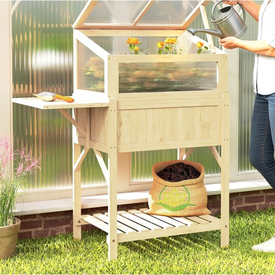 4goodz Verhoogde plantenbak met kweekkas inklapbare zijtafel en opbergruimte - Image 4