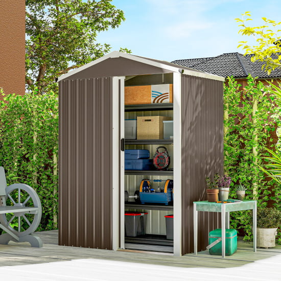 4goodz Tuinschuur metaal afsluitbare schuifdeur -136x87x179 cm - - Image 4