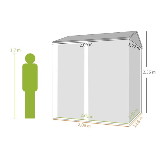 4goodz Metalen tuinschuur hoog en afsluitbaar 209x177x236 cm - - Image 3