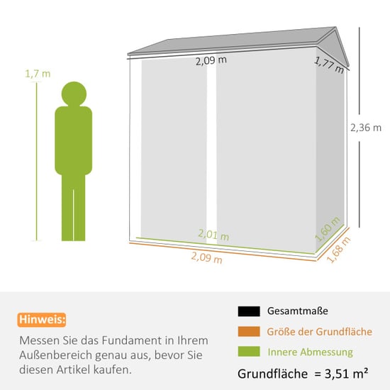 4goodz Metalen tuinschuur hoog en afsluitbaar 209x177x236 cm - - Image 5