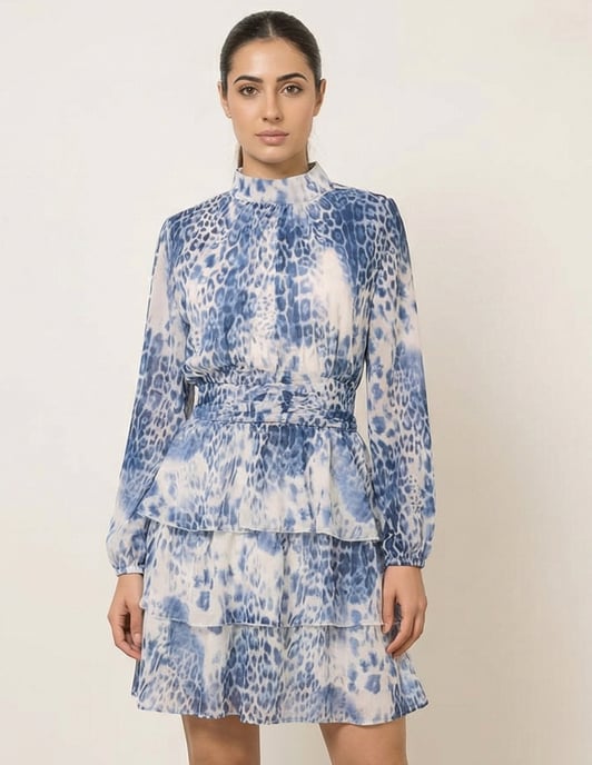 Animal Print Layered Dress - Image 2