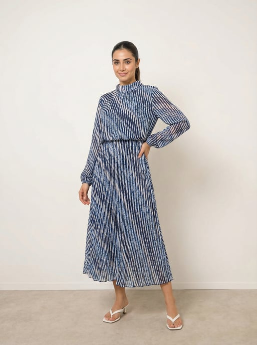 High Neck Bubble Print Dress - Image 2