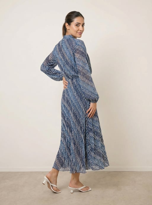 High Neck Bubble Print Dress - Image 3