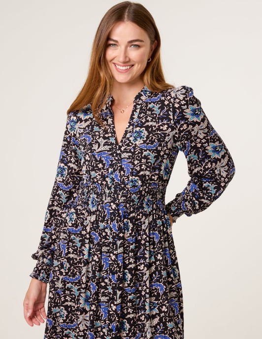 Paisley Shirred Waist Shirt Dress - Image 2