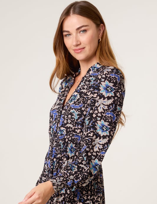 Paisley Shirred Waist Shirt Dress - Image 3