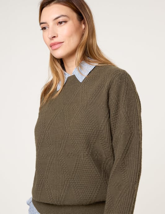 Argyle Texture Knit Jumper - Image 3