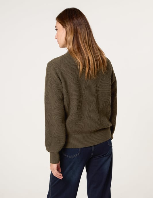 Argyle Texture Knit Jumper - Image 4