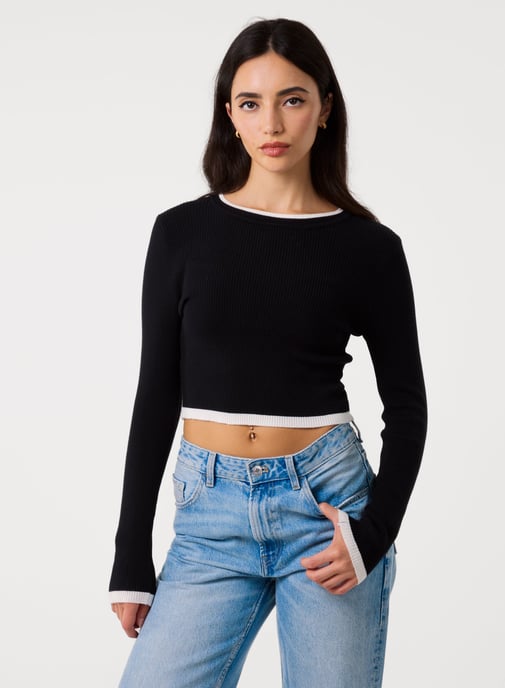 Contrast Knitted Jumper - Image 1