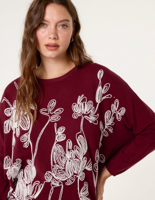 Embroidered Round Neck Jumper - Image 1