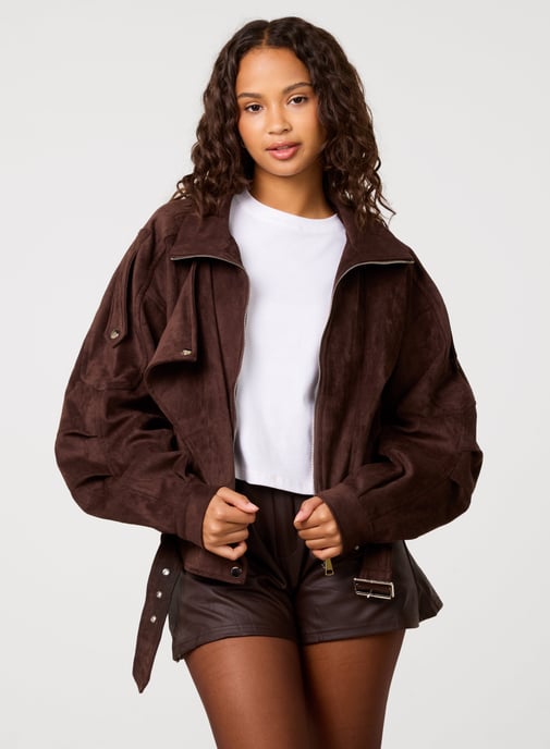 Faux Suede Oversized Jacket - Image 3