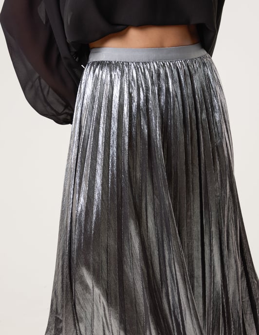 Metallic Pleated Tulle Skirt - Image 3