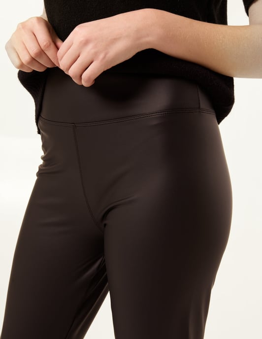 Black High Waist PU Elasticated Leggings - Image 3