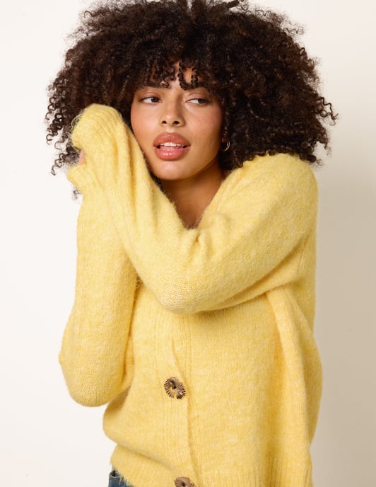 Gold Tone Flower Embossed Button Cardigan - Image 1