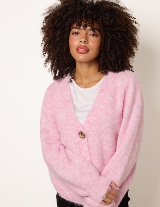 Gold Tone Flower Embossed Button Cardigan - Image 1