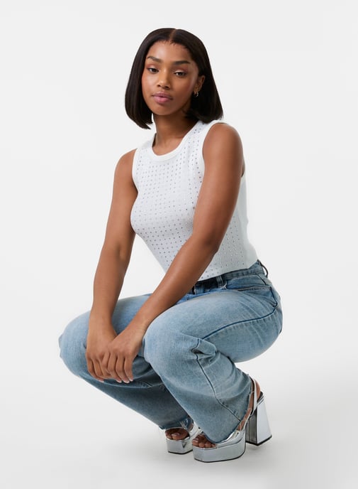 Diamante Ribbed Vest - Image 1