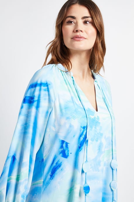 Abstract Tie Smock Dress - Image 4