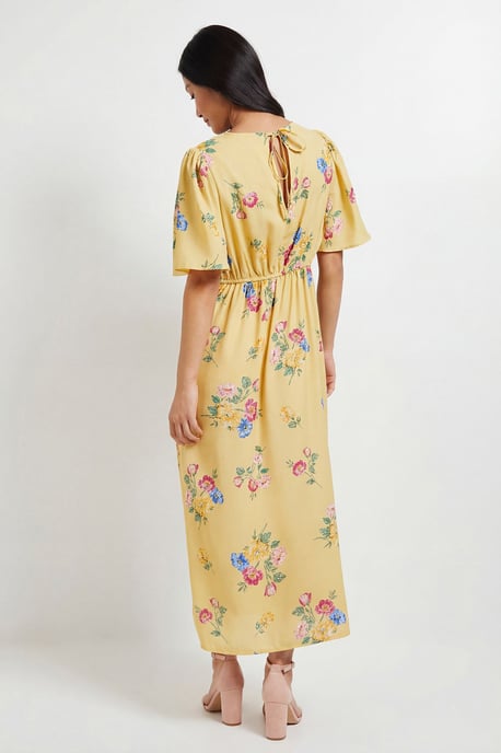 Petite Flutter Sleeve Shirred Waist Midi Dress - Image 3