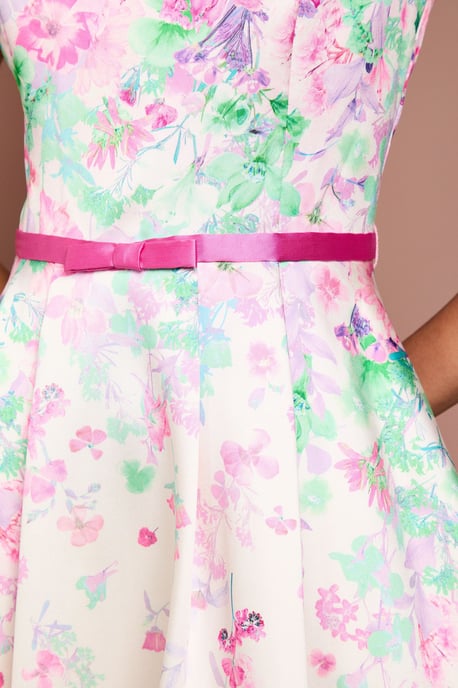Twill Hi-Lo Floral Printed Midi Dress - Image 5