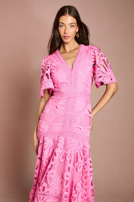Placement Lace Hanky Hem Dress - Image 2