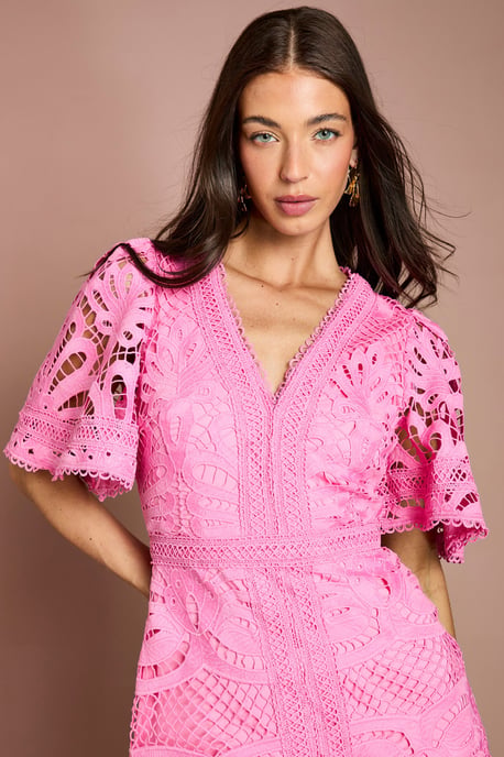 Placement Lace Hanky Hem Dress - Image 4