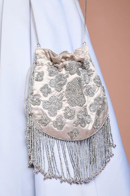 Blair Embellished Drawstring Grab Bag With Fringe Detail - Image 2