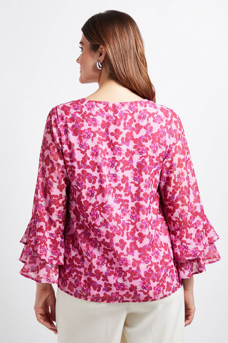 Floral Flute Sleeve Top - Image 3