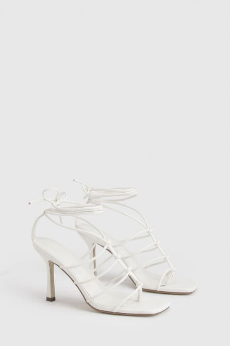 Square Toe Strappy Caged Detail High Heel - Image 2