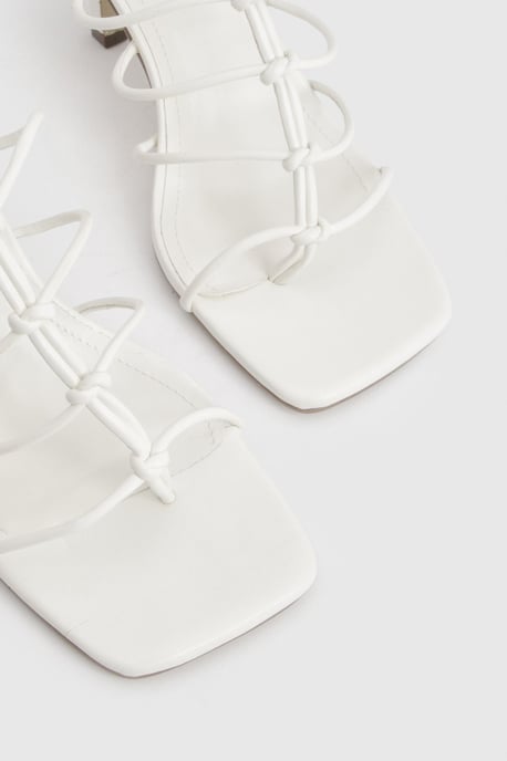 Square Toe Strappy Caged Detail High Heel - Image 5