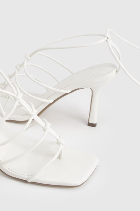 Square Toe Strappy Caged Detail High Heel - Image 6