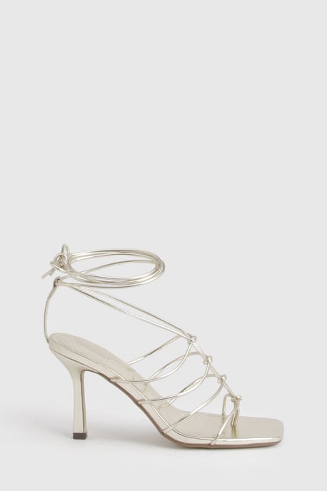 Square Toe Strappy Caged Detail High Heel - Image 3