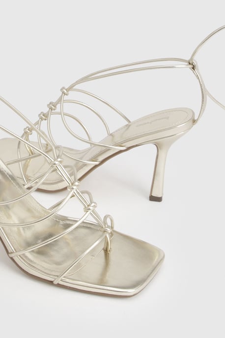 Square Toe Strappy Caged Detail High Heel - Image 6