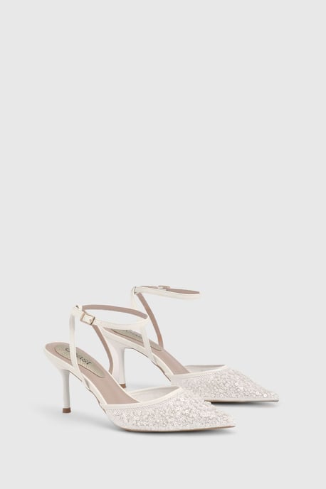 Bridal Maria Faux Leather Sequin Embellished Stiletto Court Shoes - Image 1