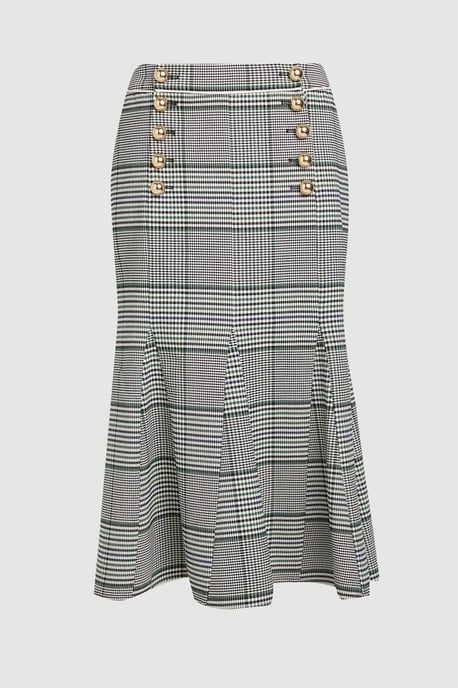 Tailored Check Godet Midi Skirt - Image 2