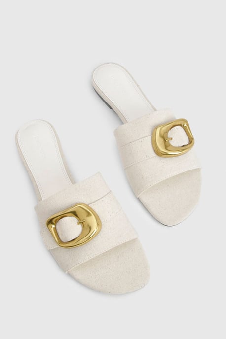 Gold Buckle Detail PU Slider - Image 2